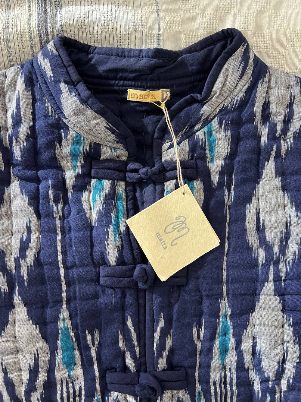 MATTA Lea Quilted blue Ikat quilted Jacket NWT